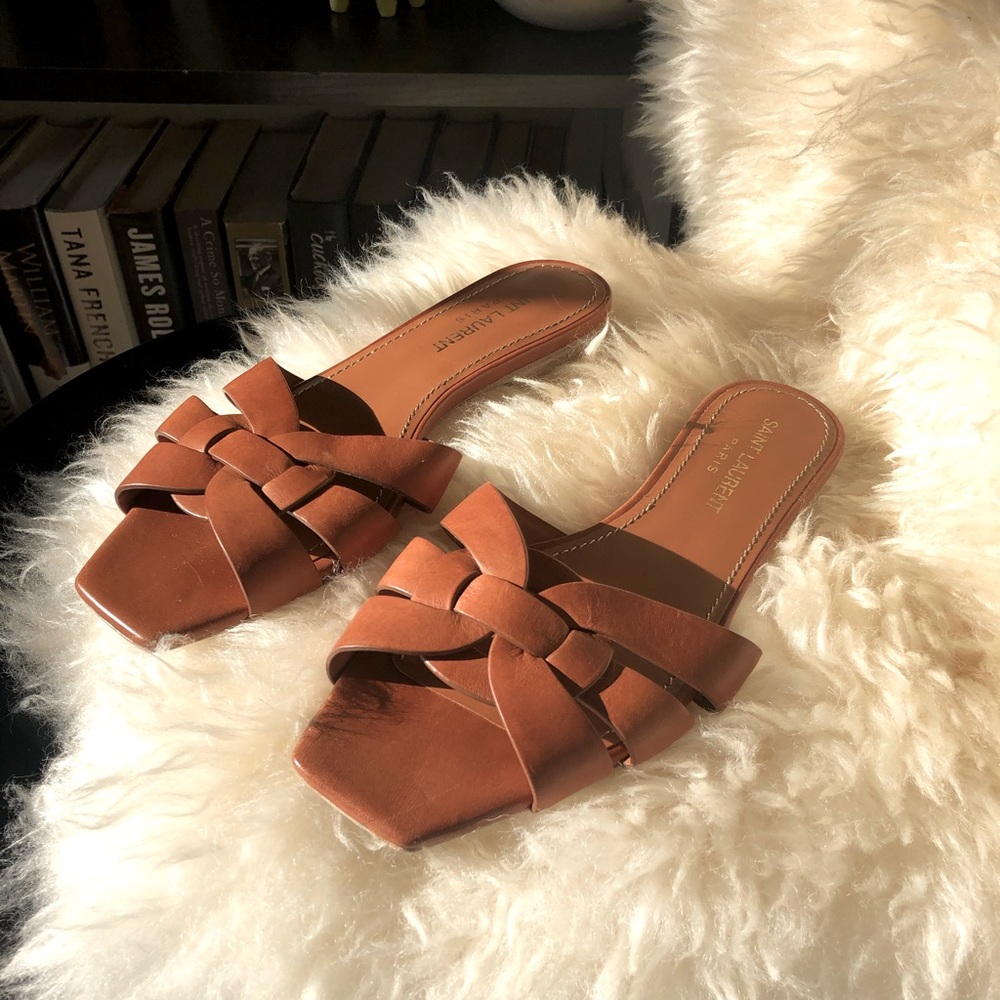 Saint Laurent slides in Cognac - size 35.5 - $325